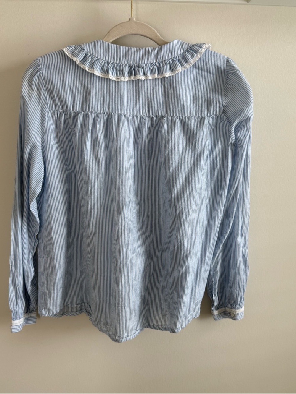 Emile & Ida Light Blue and White Striped Blouse EUC - Picture 6 of 8